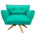 Poltrona Anitta Giratória Suede Verde Turquesa - D'Rossi