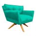 Poltrona Anitta Giratória Suede Verde Turquesa - D'Rossi