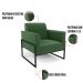 Poltrona Base Industrial Alta Preto Marisa Suede Verde D03 - D?Rossi