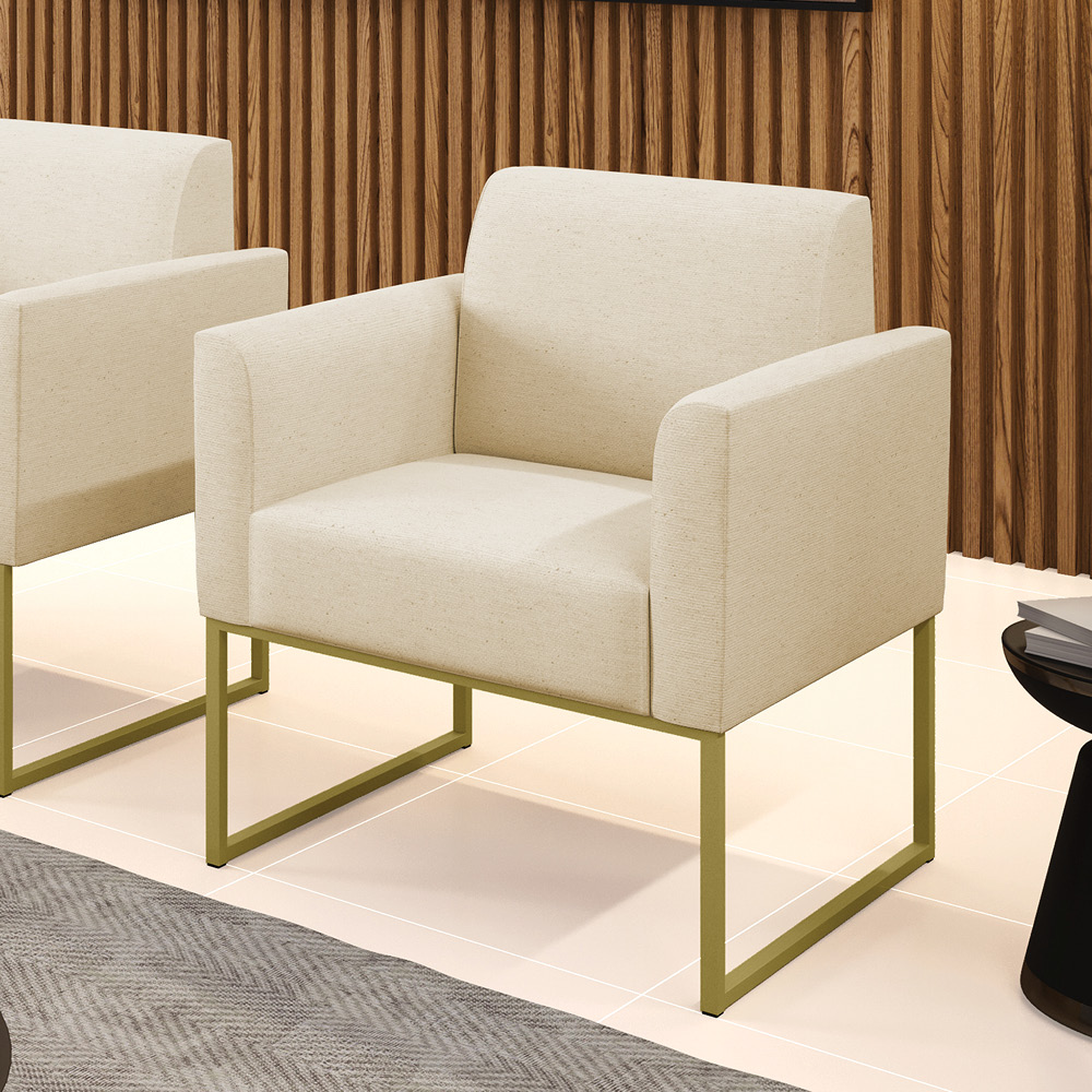 Poltrona Base Industrial Dourado Marisa Linho D03 - D'Rossi