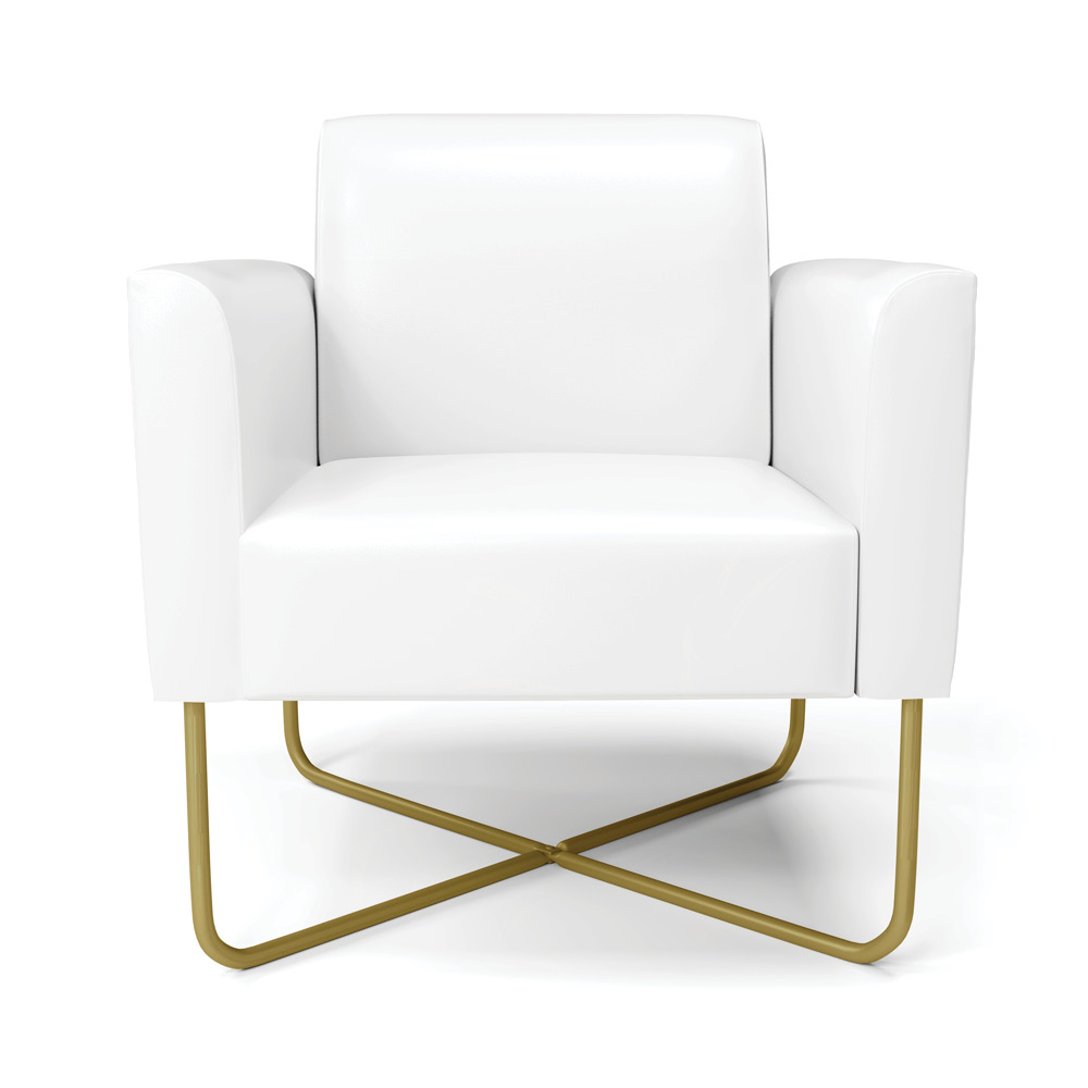 Poltrona Base X Industrial Dourado Marisa Corano Branco  D03 - D'Rossi