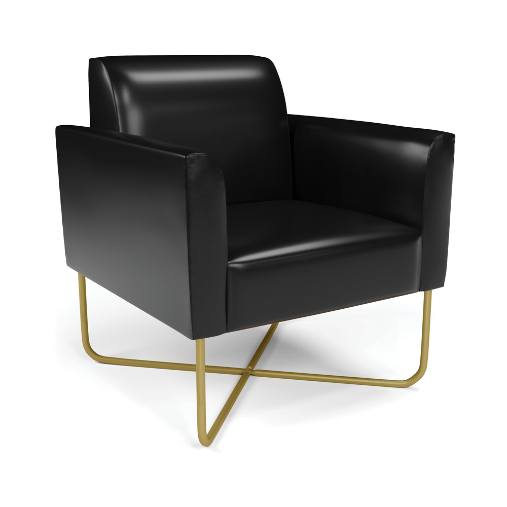 Poltrona Base X Industrial Dourado Marisa Corano Preto  D03 - D'Rossi