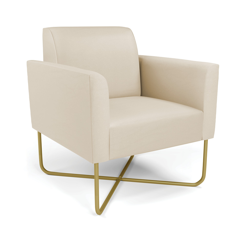 Poltrona Base X Industrial Dourado Marisa Corino Bege  D03 - D'Rossi