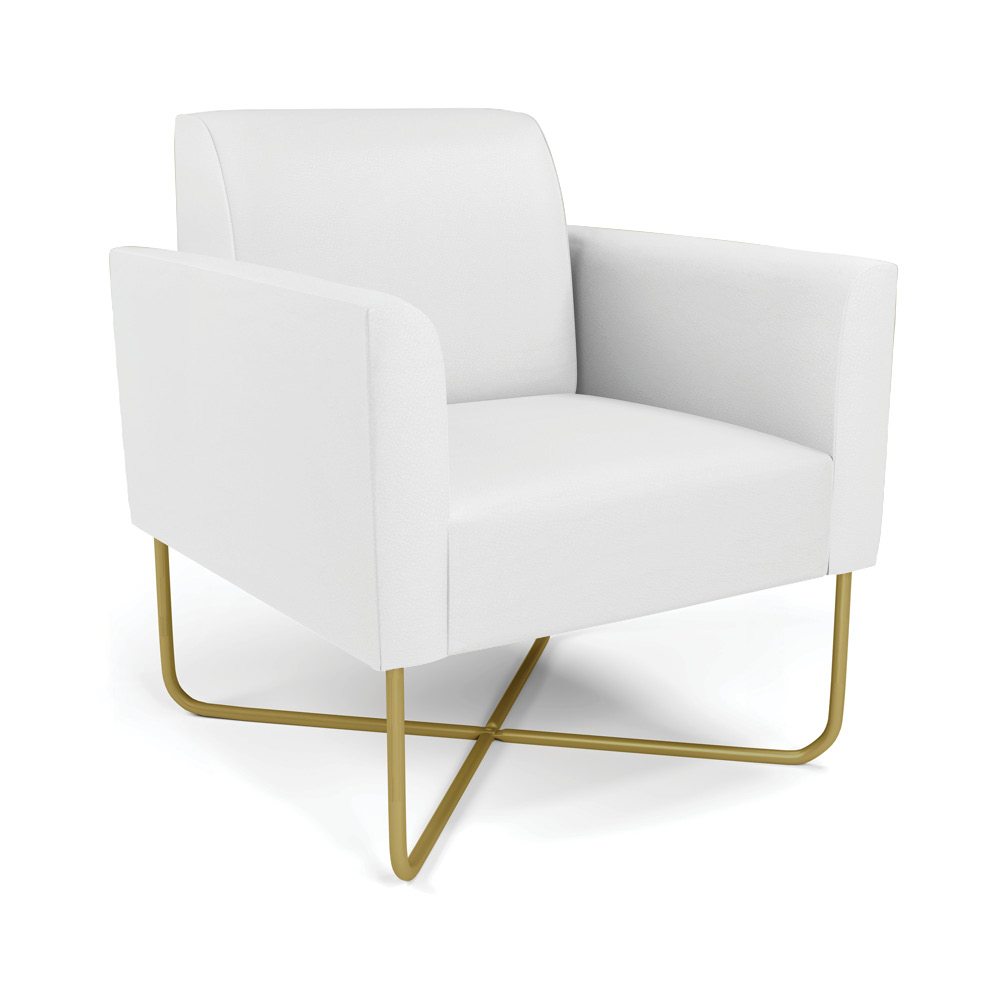 Poltrona Base X Industrial Dourado Marisa Corino Branco  D03 - D'Rossi