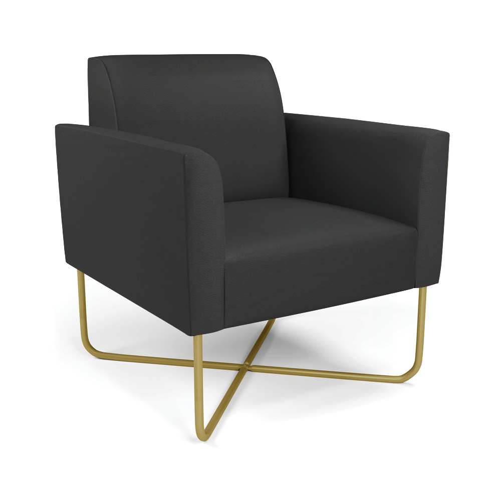 Poltrona Base X Industrial Dourado Marisa Corino Preto  D03 - D'Rossi