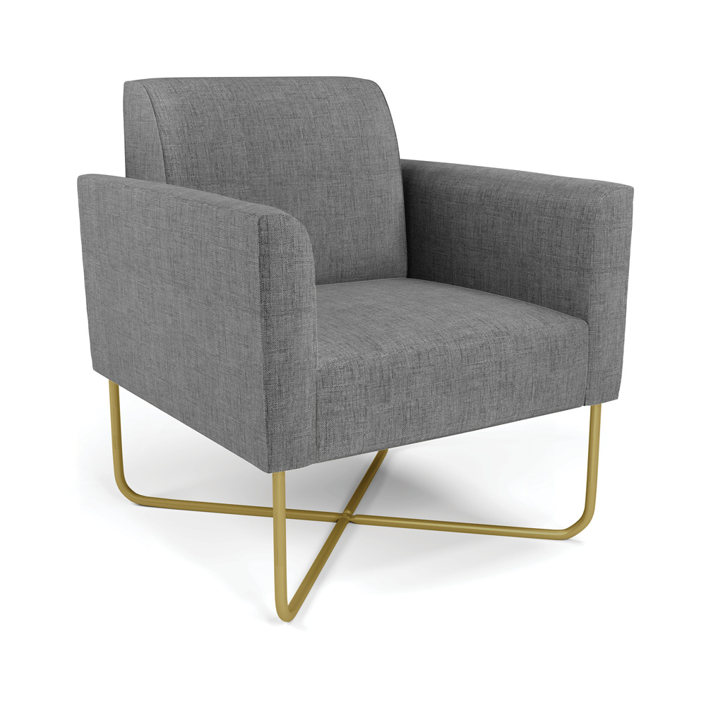 Poltrona Base X Industrial Dourado Marisa Linho Grafite A26  D03 - D'Rossi
