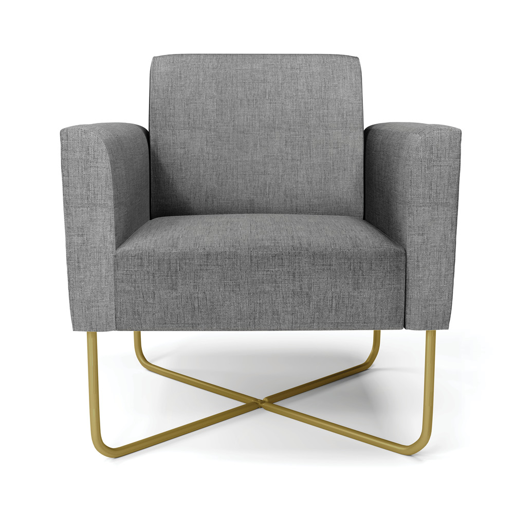 Poltrona Base X Industrial Dourado Marisa Linho Grafite A26  D03 - D'Rossi