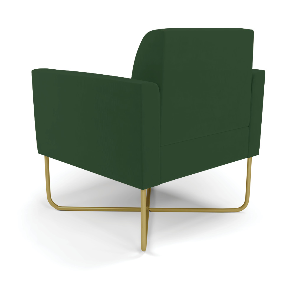 Poltrona Base X Industrial Dourado Marisa Veludo Verde  D03 - D'Rossi