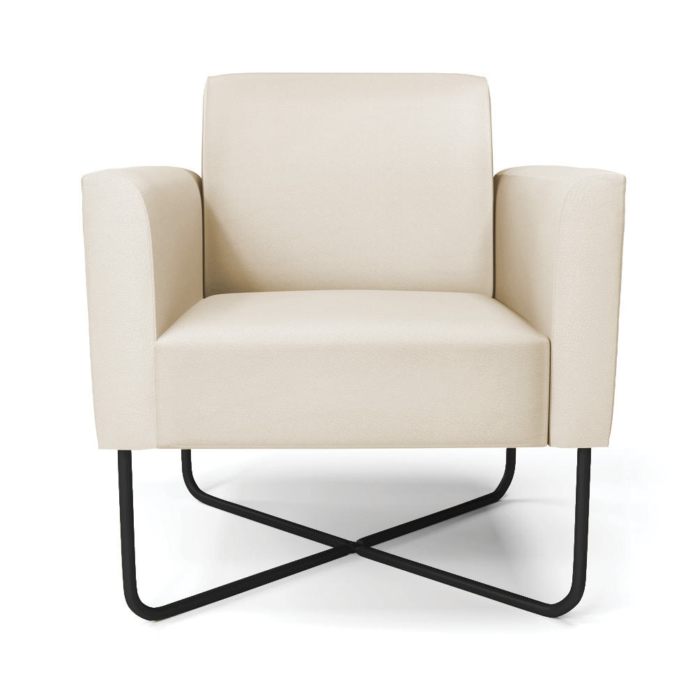 Poltrona Base X Industrial Preto Marisa Corino Bege D03 - D'Rossi