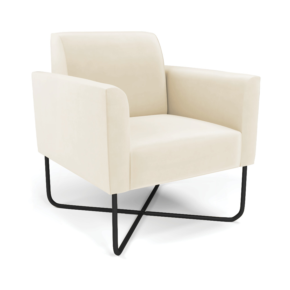 Poltrona Base X Industrial Preto Marisa Veludo Bege D03 - D'Rossi