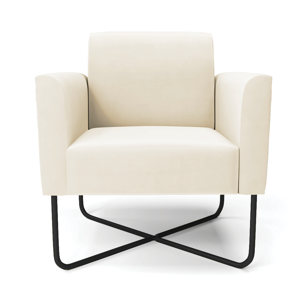 Poltrona Base X Industrial Preto Marisa Veludo Bege D03 - D'Rossi