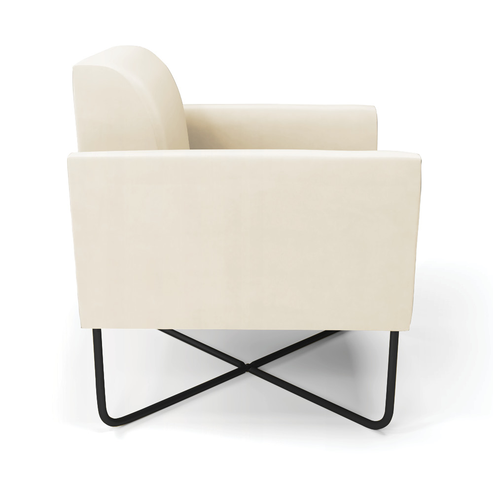Poltrona Base X Industrial Preto Marisa Veludo Bege D03 - D'Rossi