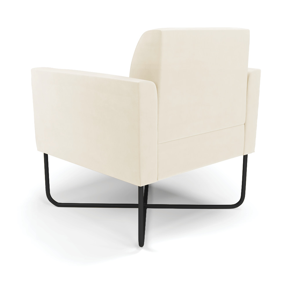 Poltrona Base X Industrial Preto Marisa Veludo Bege D03 - D'Rossi
