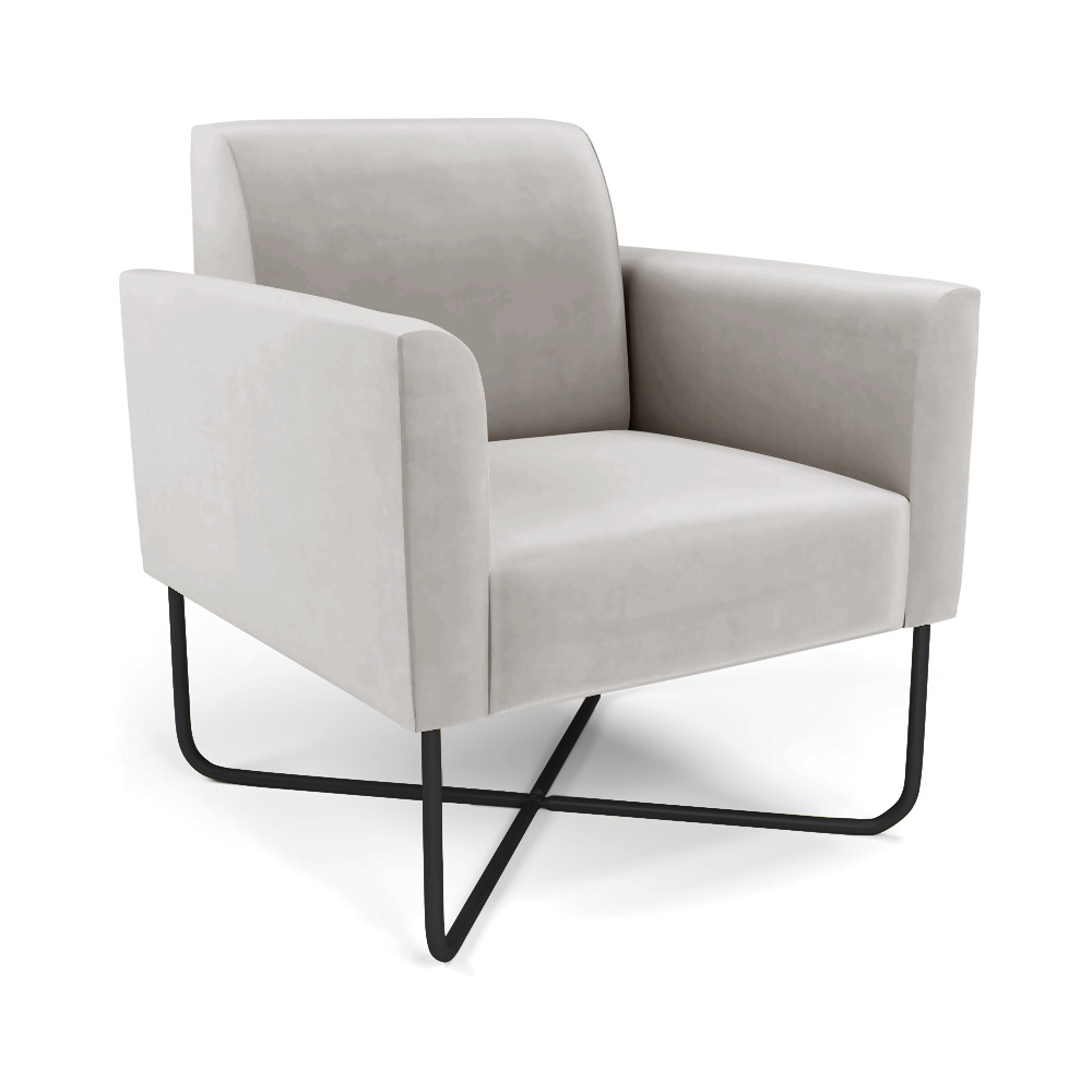 Poltrona Base X Industrial Preto Marisa Veludo Cinza D03 - D'Rossi