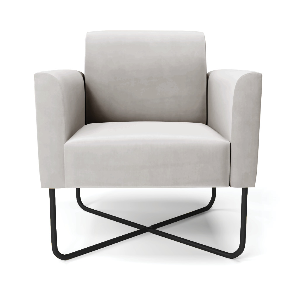 Poltrona Base X Industrial Preto Marisa Veludo Cinza D03 - D'Rossi