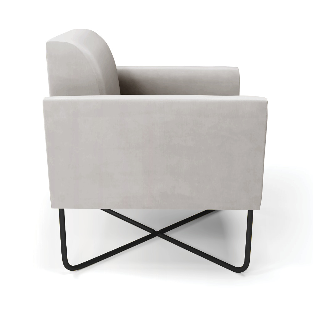 Poltrona Base X Industrial Preto Marisa Veludo Cinza D03 - D'Rossi