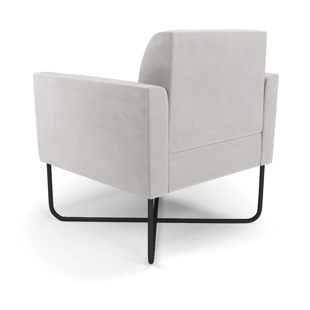 Poltrona Base X Industrial Preto Marisa Veludo Cinza D03 - D'Rossi