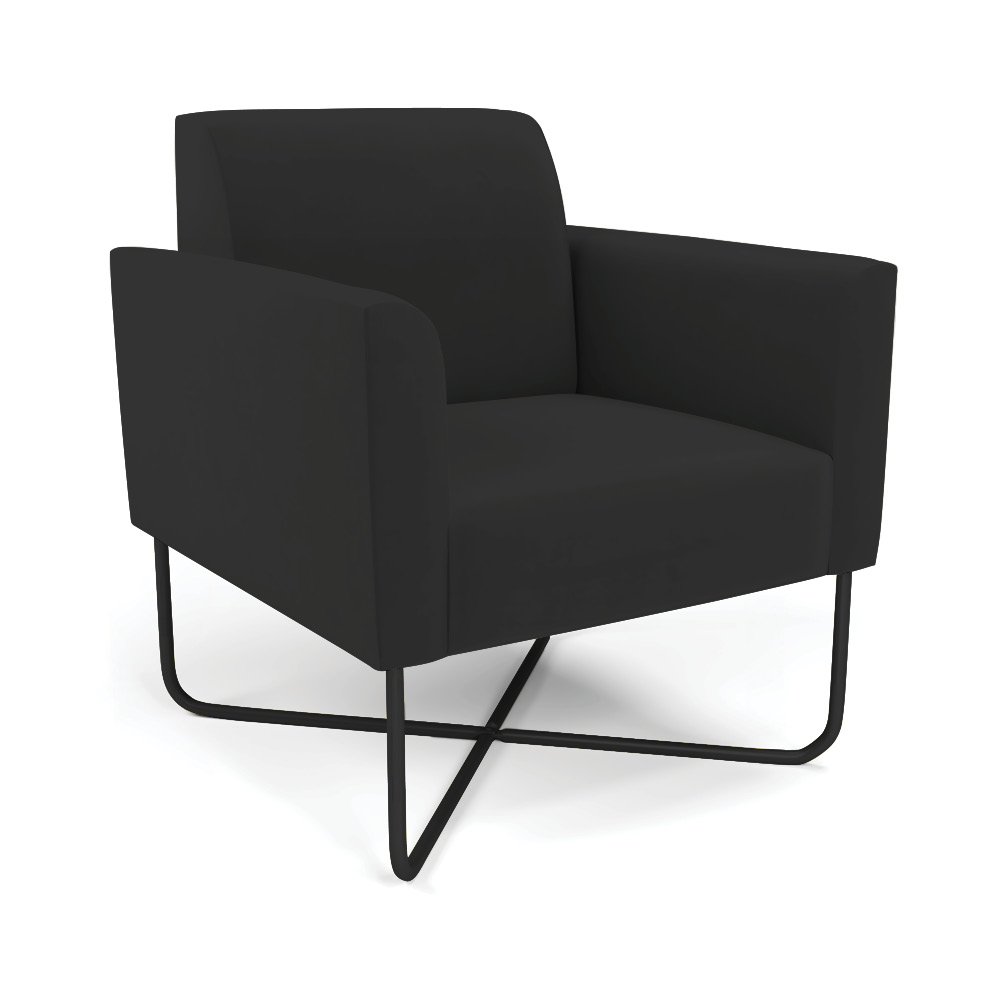 Poltrona Base X Industrial Preto Marisa Veludo Preto D03 - D'Rossi