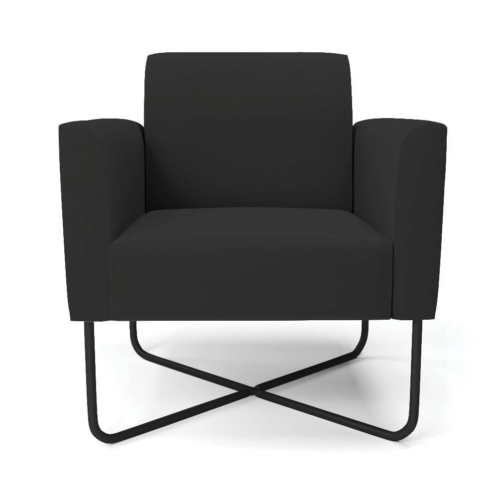 Poltrona Base X Industrial Preto Marisa Veludo Preto D03 - D'Rossi