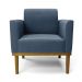 Poltrona Base de Madeira Fixa Castanho Marisa Suede Azul Marinho D03 - D'Rossi