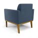 Poltrona Base de Madeira Fixa Castanho Marisa Suede Azul Marinho D03 - D'Rossi