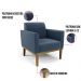 Poltrona Base de Madeira Fixa Castanho Marisa Suede Azul Marinho D03 - D'Rossi