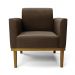Poltrona Base de Madeira Fixa Castanho Marisa Suede Marrom D03 - D'Rossi