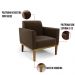 Poltrona Base de Madeira Fixa Castanho Marisa Suede Marrom D03 - D'Rossi