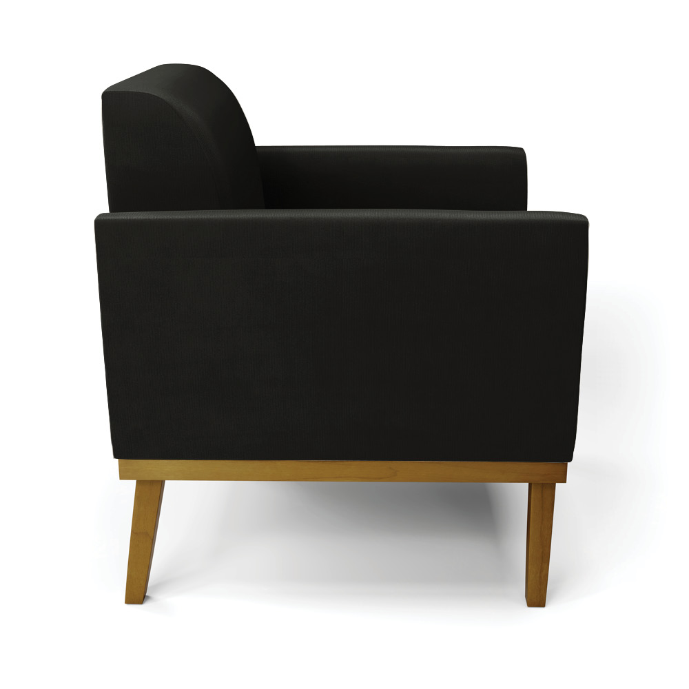 Poltrona Base de Madeira Fixa Castanho Marisa Suede Preto D03 - D'Rossi