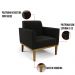 Poltrona Base de Madeira Fixa Castanho Marisa Suede Preto D03 - D'Rossi