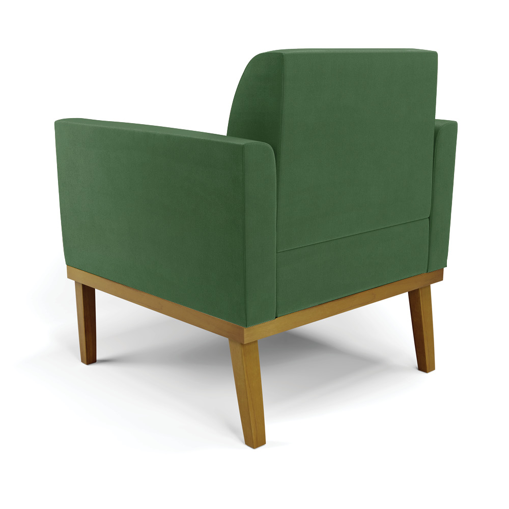 Poltrona Base de Madeira Fixa Castanho Marisa Suede Verde D03 - D'Rossi