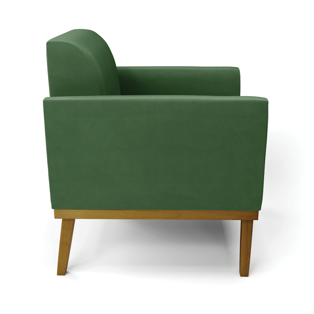 Poltrona Base de Madeira Fixa Castanho Marisa Suede Verde D03 - D'Rossi