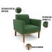 Poltrona Base de Madeira Fixa Castanho Marisa Suede Verde D03 - D'Rossi