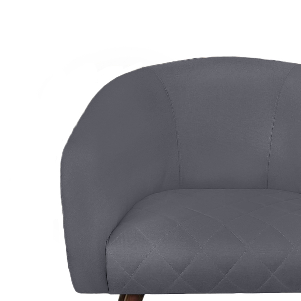 Poltrona Bianca com Tressê Suede Cinza Pés Palito Castanho - D'Rossi