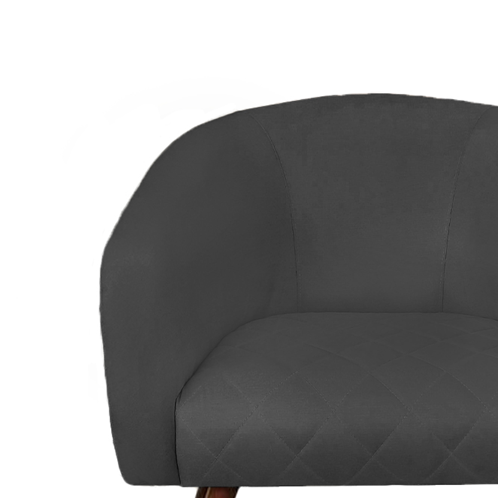 Poltrona Bianca com Tressê Suede Grafite Pés Palito Castanho - D'Rossi