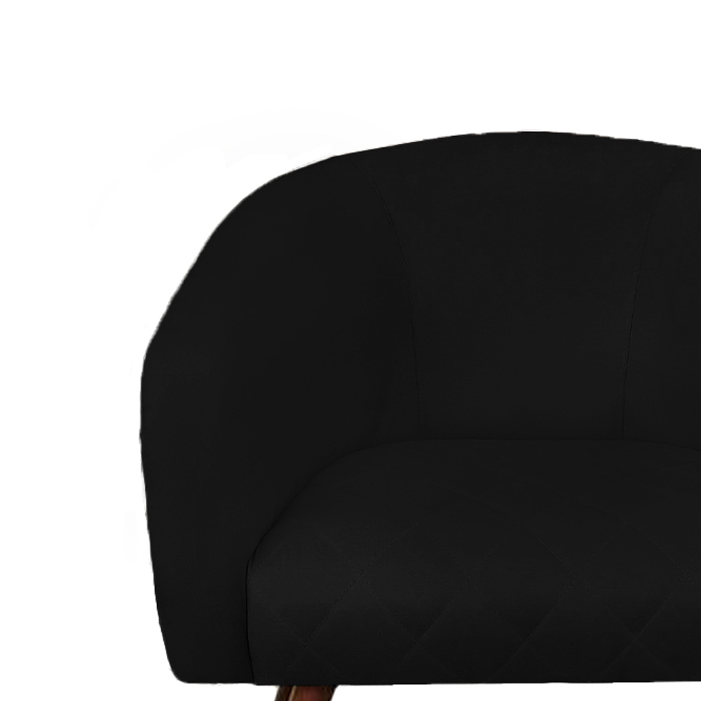 Poltrona Bianca com Tressê Suede Preto Pés Palito Castanho - D'Rossi