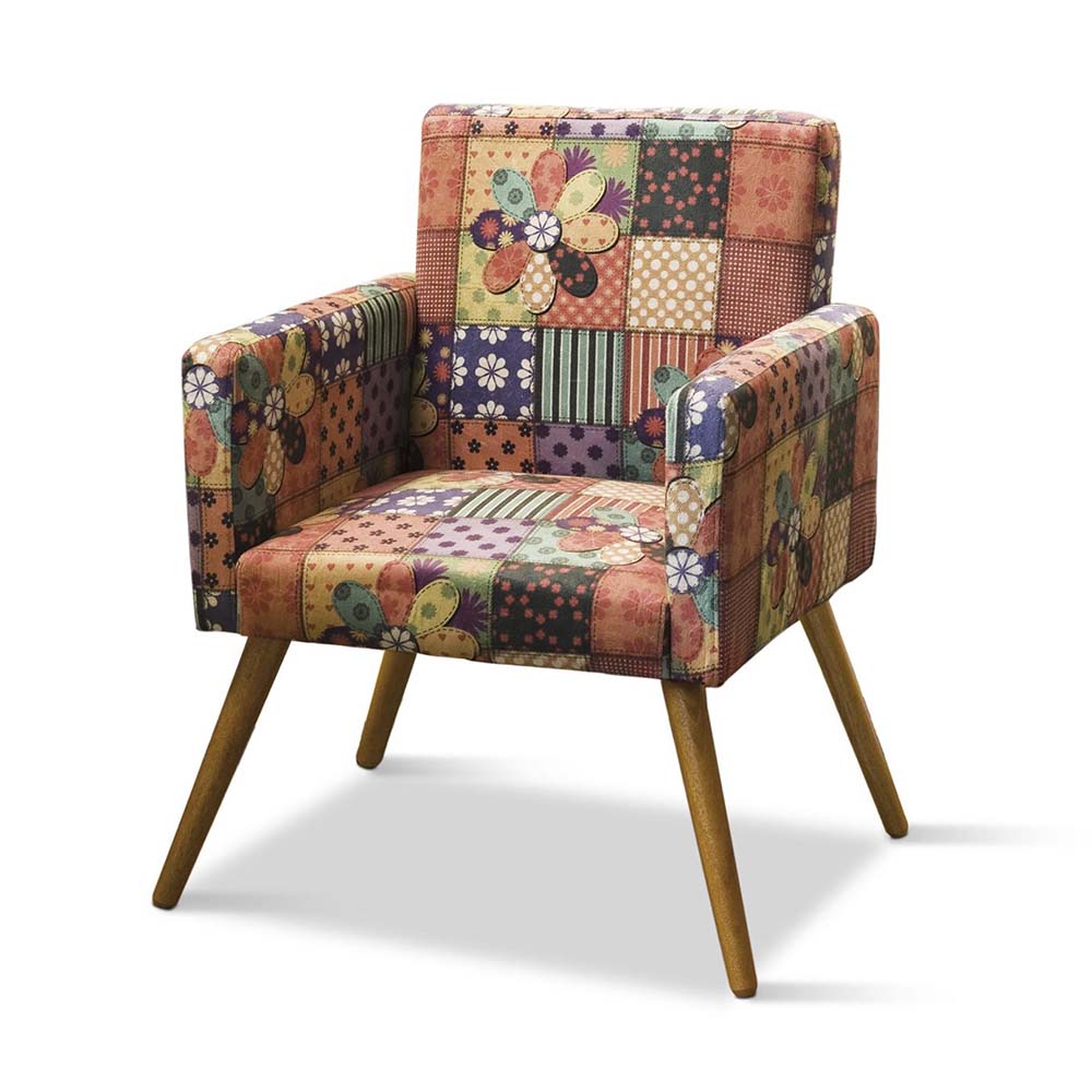 Poltrona Decorativa Larissa Estampado Patchwork - D'Rossi