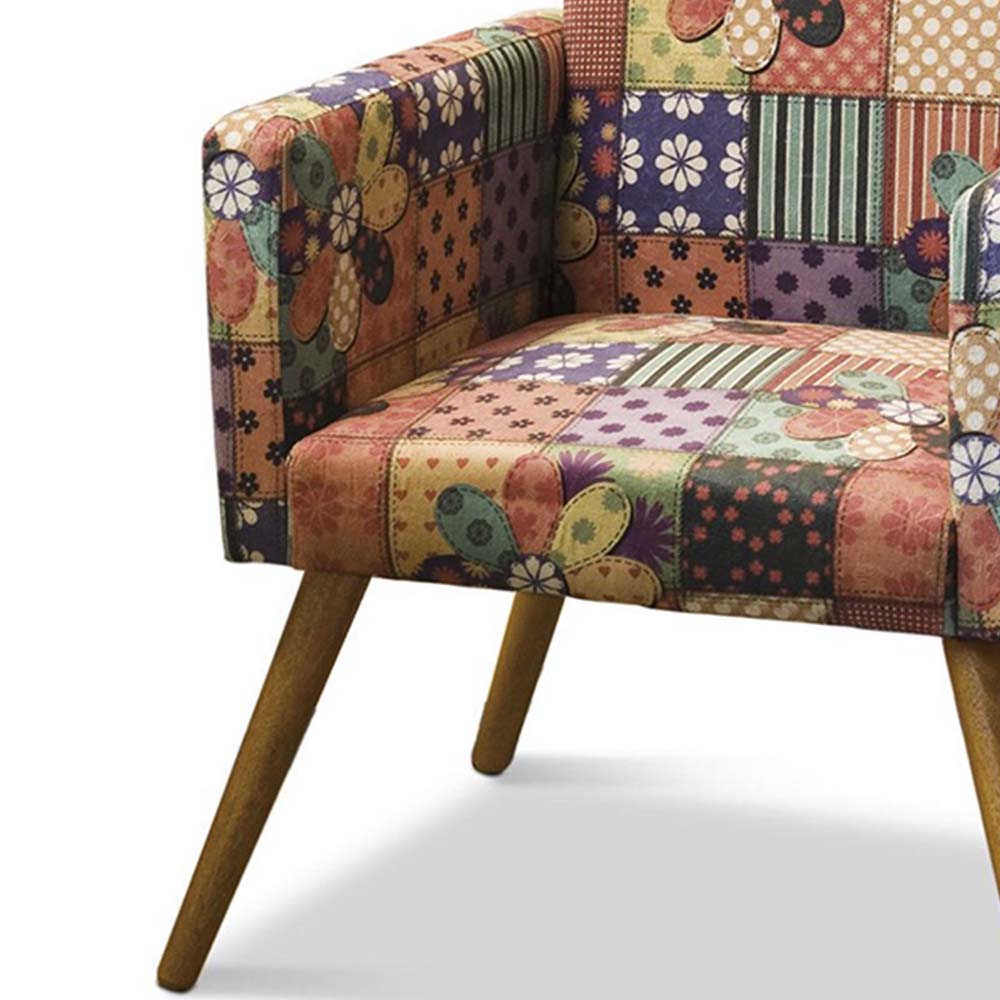 Poltrona Decorativa Larissa Estampado Patchwork - D'Rossi