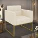 Poltrona Elisa Linho Base Metálica Industrial Dourada - D'Rossi