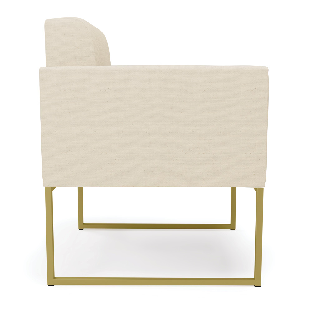 Poltrona Elisa Linho Base Metálica Industrial Dourada - D'Rossi