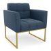 Poltrona Elisa Suede Azul Marinho Base Metálica Industrial Dourada - D'Rossi