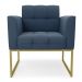 Poltrona Elisa Suede Azul Marinho Base Metálica Industrial Dourada - D'Rossi