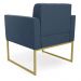 Poltrona Elisa Suede Azul Marinho Base Metálica Industrial Dourada - D'Rossi
