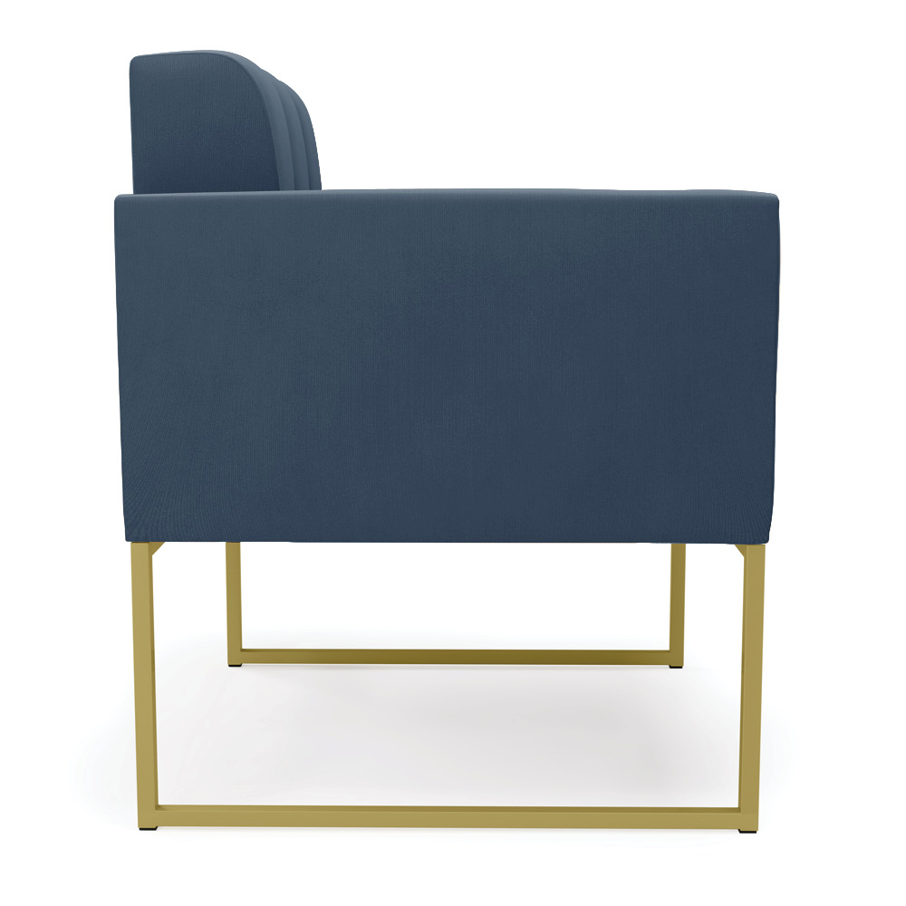 Poltrona Elisa Suede Azul Marinho Base Metálica Industrial Dourada - D'Rossi