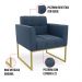 Poltrona Elisa Suede Azul Marinho Base Metálica Industrial Dourada - D'Rossi