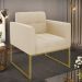 Poltrona Elisa Suede Bege Base Metálica Industrial Dourada - D'Rossi