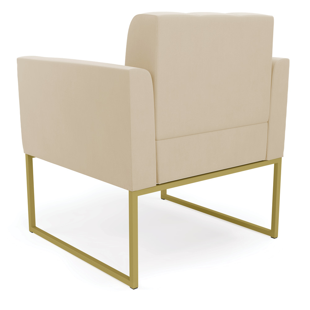 Poltrona Elisa Suede Bege Base Metálica Industrial Dourada - D'Rossi