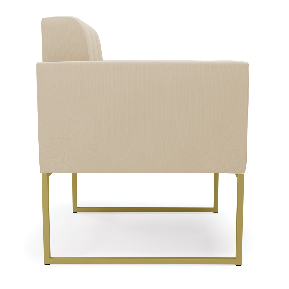 Poltrona Elisa Suede Bege Base Metálica Industrial Dourada - D'Rossi