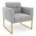 Poltrona Elisa Suede Cinza Base Metálica Industrial Dourada - D'Rossi