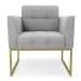 Poltrona Elisa Suede Cinza Base Metálica Industrial Dourada - D'Rossi